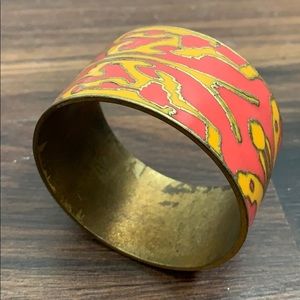 Cuff Maze Enamel Cloisonne Brass Metal Morocco